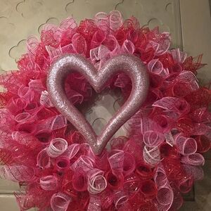 Pink and Red Heart Wreath